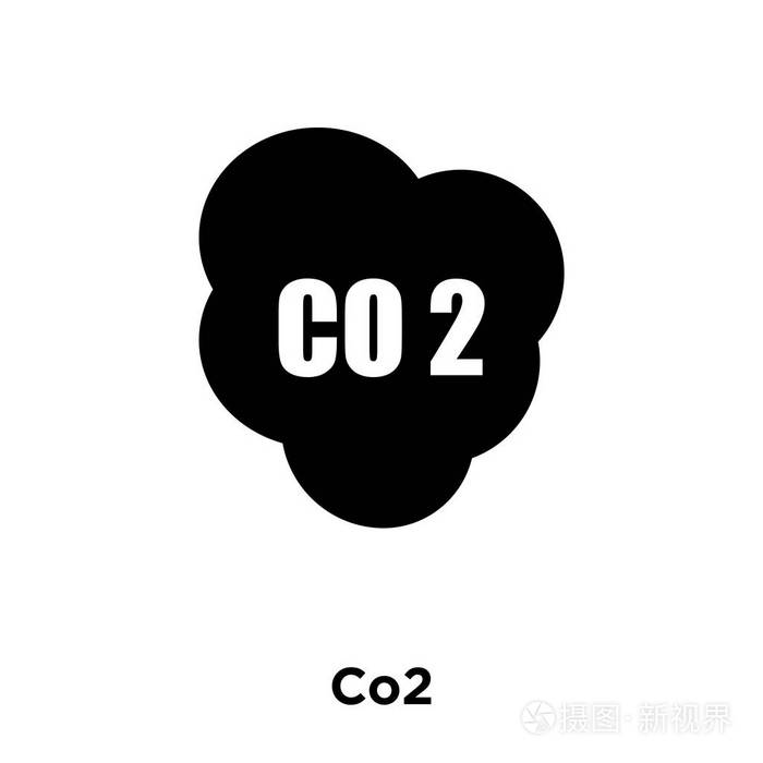 隔离在白色背景上, 标志概念的 co2 标志在透明的背景, 充满黑色符号