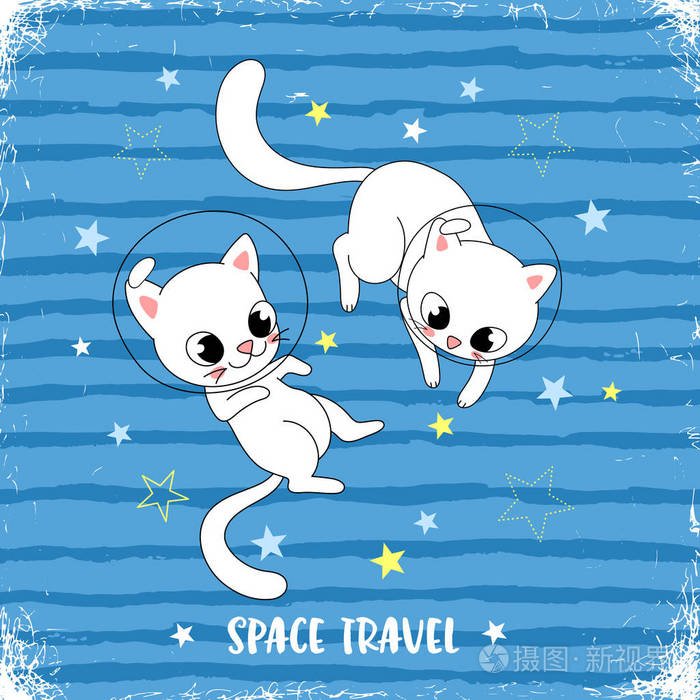 猫飞星, 太空探险者口号与宇航员小猫, 时尚印刷品, t恤衫, 服装设计.