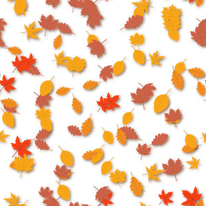 与秋叶无缝图案。感恩节。向量