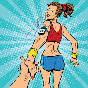 跟我来,跑步运动员的年轻女人照片