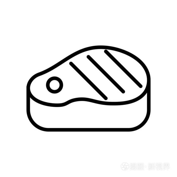牛排图标矢量分离白色背景, 牛排标志, 林