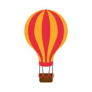 热空气气球运输交货旅行图标。矢量虎视眈眈