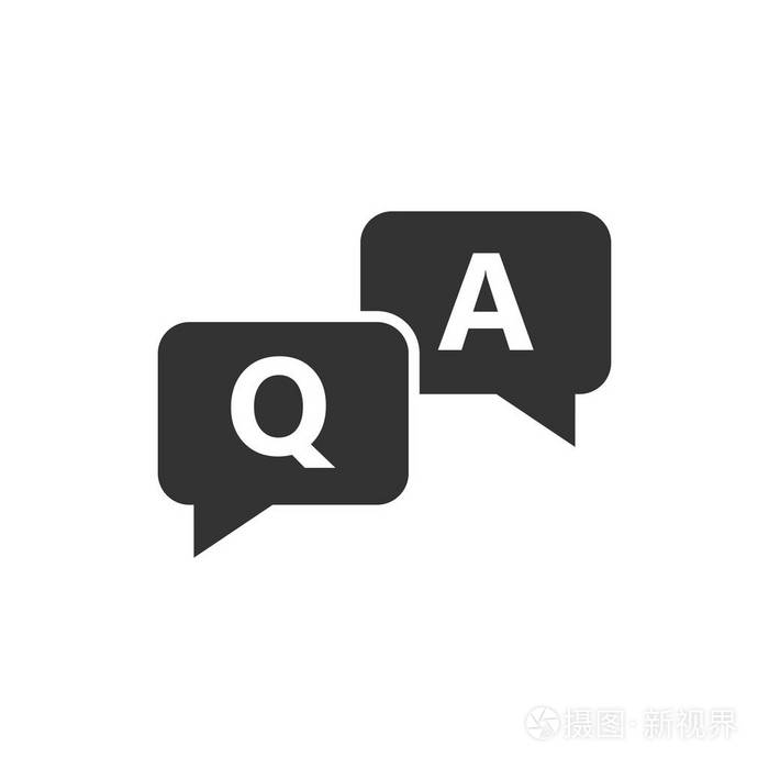 平面式的问答图标.讨论了白色隔离背景下的语音气泡矢量图.