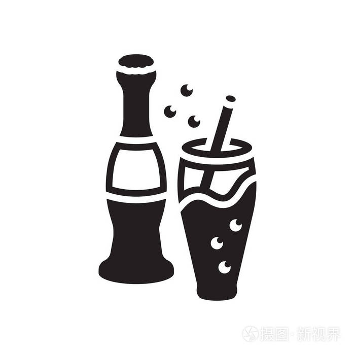 可乐图标矢量符号和符号在白色背景下被隔离, c