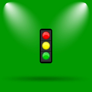 红绿灯图标。绿色背景上的互联网按钮