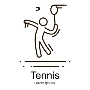 大体育游戏图标，一名男子网球运动员大纲薄图标