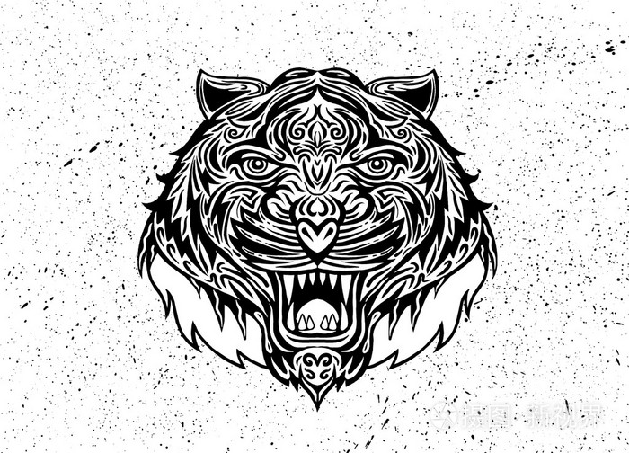 手绘虎头 tattoo.psychedelic 老虎孤立