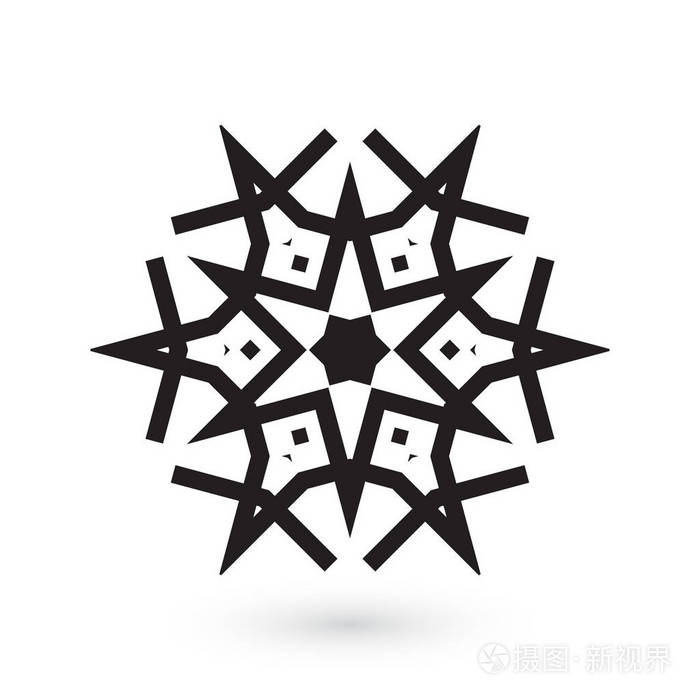 雪片元素为圣诞冬季设计和新年装饰.冰箱矢量符号或徽标