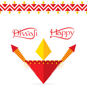 五颜六色的火饼干与装饰 diya 为愉快的排灯节节日印度海报设计