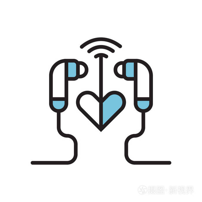 耳机图标矢量符号和符号隔离在白色背景, 耳机徽标概念