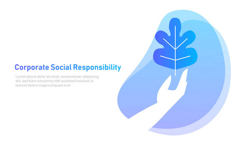 自然叶子在手。企业社会责任的符号概念。关爱环境有机。插图