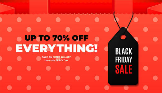 黑色星期五销售网页横幅设计与现代的黑色和红色的颜色