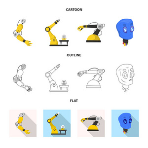 机器人和工厂标志的孤立对象。机器人与空间股票矢量图集