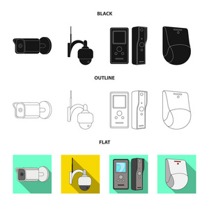 摄像机的矢量设计和摄像头图标。中央电视台和系统股票矢量图的采集