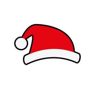 圣诞老人的帽子快乐圣诞卡通图标。矢量图形