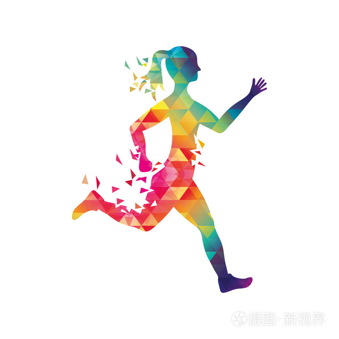 体育女人跑步健身图标.矢量图形