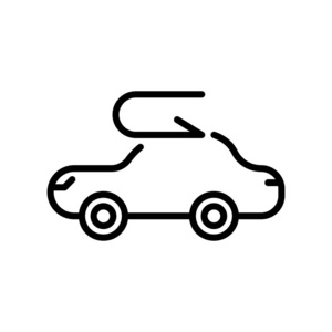 汽车图标矢量隔离在白色背景, 汽车透明标志, 线和轮廓元素的线性样式
