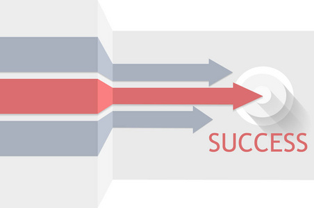 红色箭头指向成功向量, 向量艺术和例证, 企业成功和领导概念
