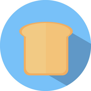 带长阴影的面包平面图标。面包饼图标, 符号图标, 矢量插图。面包符号。平面图标。平面设计风格为网络和移动