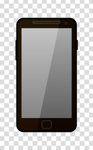 棕色的现代手机上白色孤立。矢量图