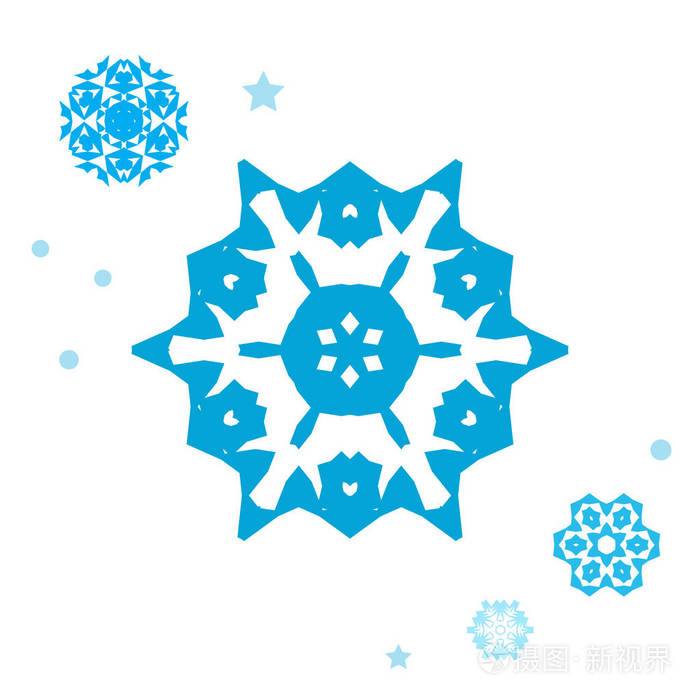 雪片元素为圣诞冬季设计和新年装饰.冰箱矢量符号或徽标