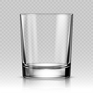 真实的玻璃杯隔离在透明的背景。矢量插图