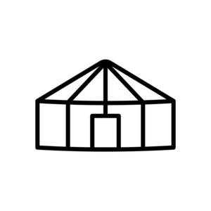 蒙古包图标向量被隔离在白色背景, 蒙古包透明符号, 线条或线形符号, 元素设计的轮廓样式