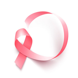 逼真的粉红色丝带。10月乳癌意识月份的象征