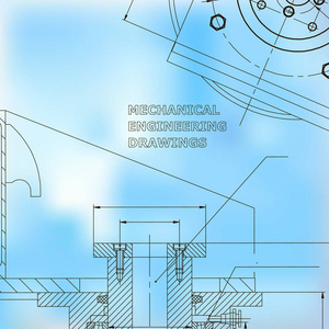 力学。技术设计。工程风格。机械仪器制造。覆盖。蓝色