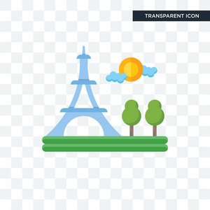 巴黎矢量图标在透明背景下被隔离, 巴黎徽标