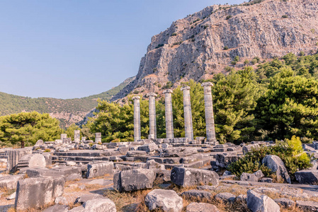 Priene宗师Aydin土耳其古希腊城市雅典娜寺的大理石柱