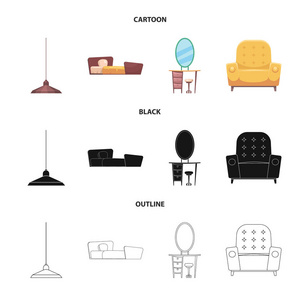 家具和公寓图标的孤立对象。一套家具和家庭股票符号的网站