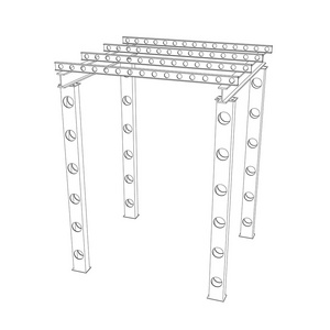 金属梁的 3d 建筑。矢量轮廓图