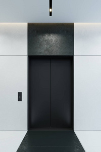 现代电梯与关闭门在办公室大厅, 3d 渲染