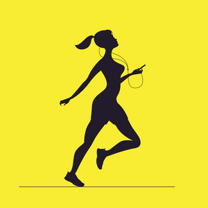女子短跑运动员专项的向量轮廓。晨跑