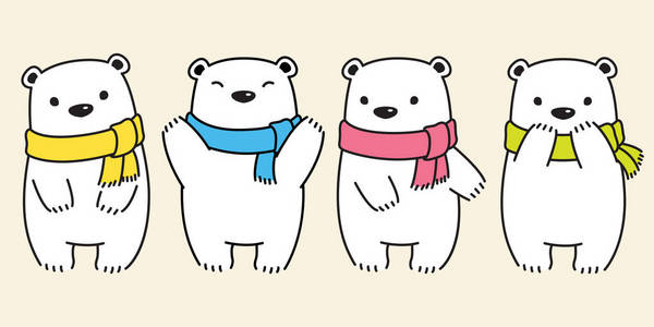 熊矢量北极熊熊猫徽标图标围巾孩子插图字符卡通涂鸦