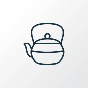 茶壶图标线符号。时尚风格的优质隔离水壶元素