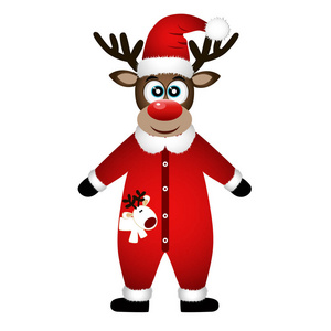 圣诞驯鹿圣诞贺卡穿着西装的滑稽驯鹿