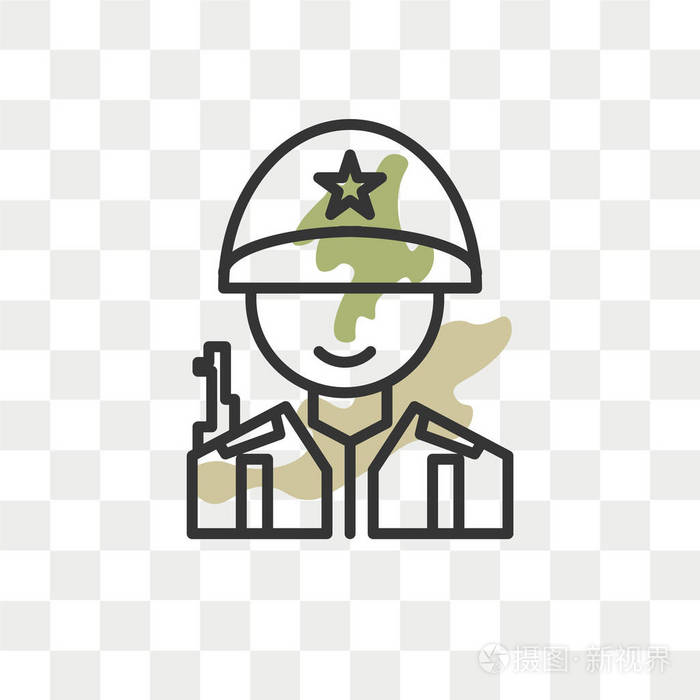 士兵矢量图标隔离在透明的背景下, 士兵