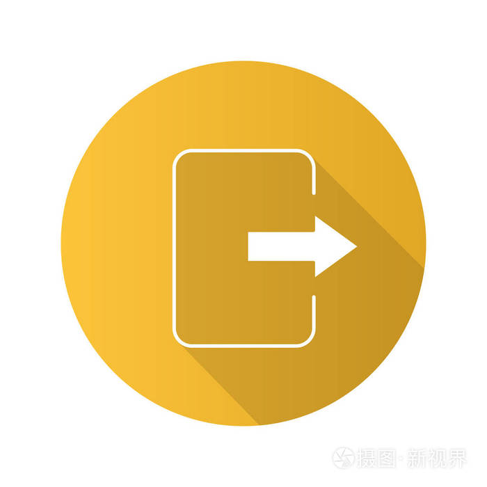 "退出" 按钮平面设计长阴影字形图标