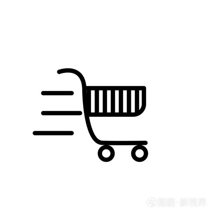 购物车图标矢量隔离在白色背景, 购物车透明标志, 线条或线形符号