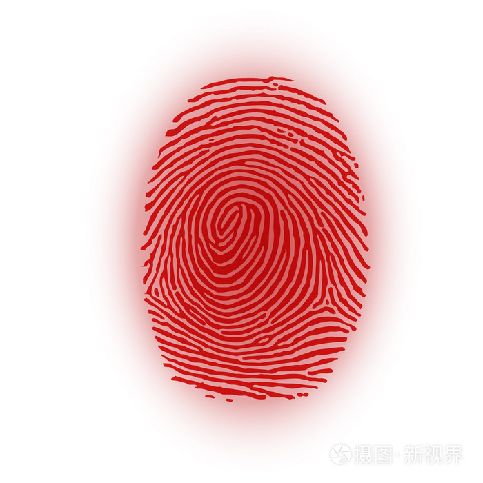 白色背景矢量图上的红色指纹