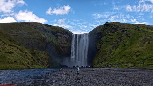 冰岛的斯科加瀑布瀑布
