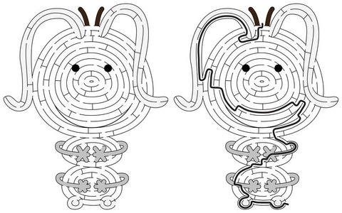 黑色和白色的解决方案的孩子小怪物迷宫