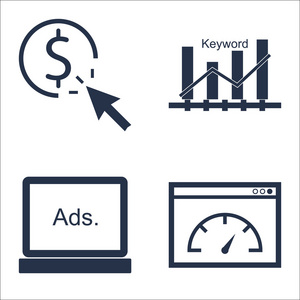 一套SEO营销和广告图标显示广告