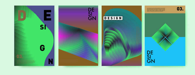 彩色抽象液体和流体海报和封面设计。最小几何图案渐变背景