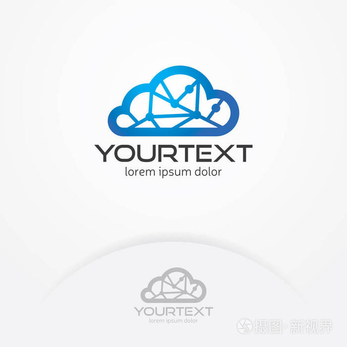 云技术标志, 现代和简单的技术标志设计.技术与研究徽标模板