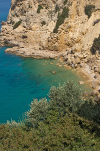 蓝色的海水，在萨索斯岛岛东马其顿和色雷斯的海景