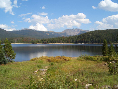 美丽的湖和山场面