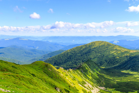 风景如画的喀尔巴阡山景观，夏季从